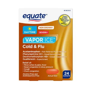 Equate Daytime Non-Drowsy Vapor Ice Severe Cold and Flu Coated Caplets, 24 Count - Picture 1 of 3