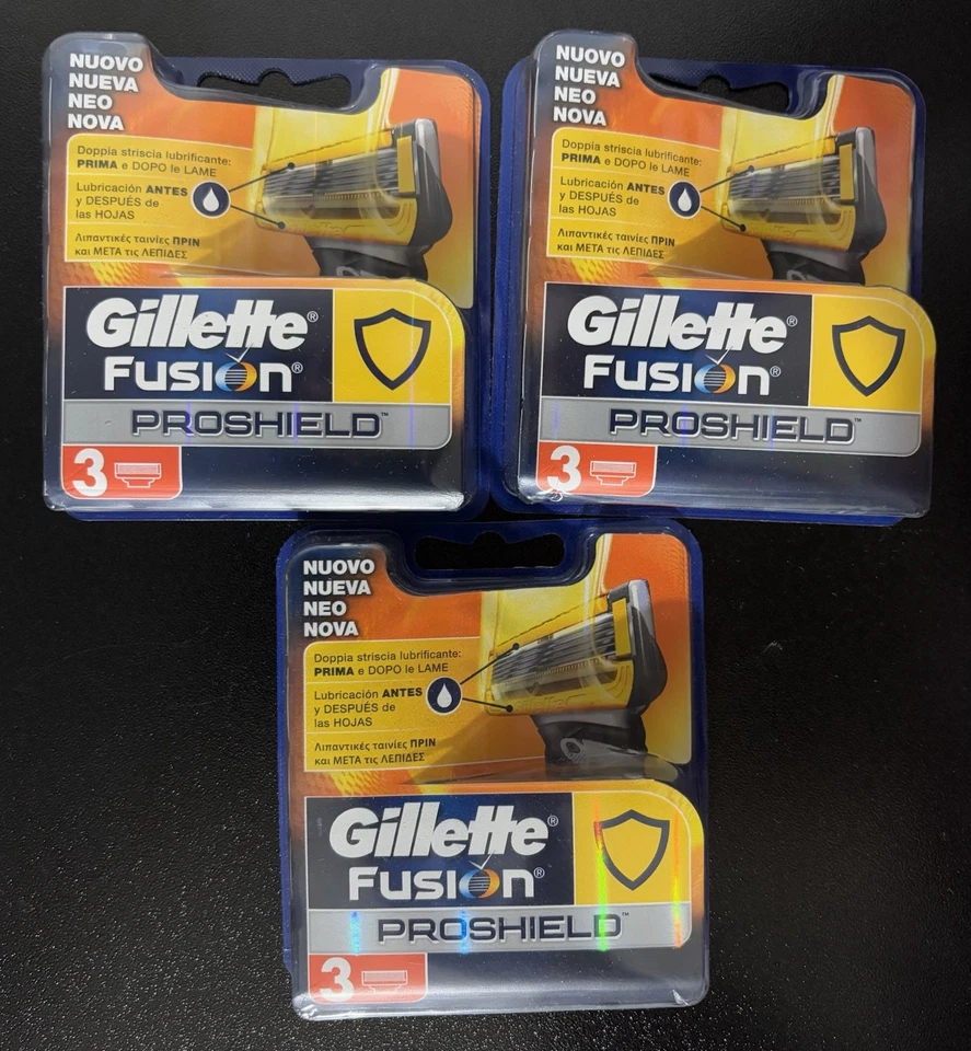 Gillette Fusion Proshieled x 9 Ricariche ricambi Rasoio 5 Lame Uomo Barba