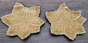 Lotto di 2 piatti Pier 1 foglia marrone marrone marrone ceramica Giappone 4,5" rari - Foto 1 di 3