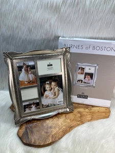 Burnes Of Boston Photo Collage Frame 11x13 Julia Silver 5 Openings Easel Wall Mt - Picture 1 of 7