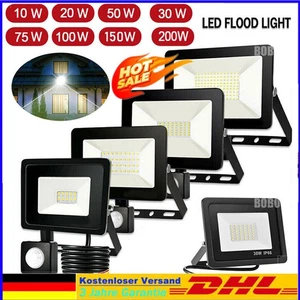 10-200 Watt LED Fluter Außen Strahler Fassadenstrahler Scheinwerfer Baustrahler - Bild 1 von 25