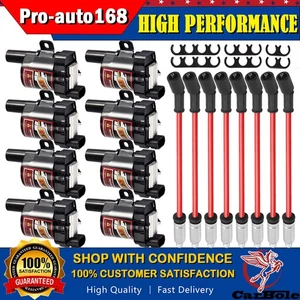 8 Set Round Ignition Coil and Spark Plug Wire For GMC Chevy Silverado 1500 5.3L - Picture 1 of 15