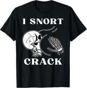 T-Shirt I Snort Crack Skelett Totenkopf Hintern lustig gruselig Halloween - Bild 1 von 4