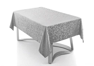 Marina Decoration - 60" x 120" Rectangle Liquid Repellant Tablecloth,  Silver - Picture 1 of 5