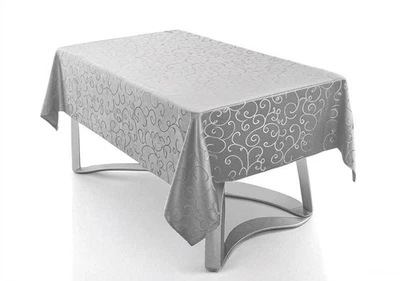 Marina Decoration - 60" x 120" Rectangle Liquid Repellant Tablecloth,  Silver - Image 1 of 4
