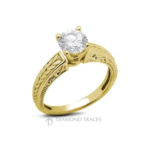 5ct E SI1 Round Natural Diamond 14k  Vintage Style Solitaire Engagement Ring - Picture 1 of 3