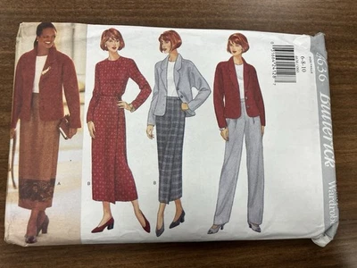 BUTTERICK PATTERN 4636 MISSES’S SKIRT JACKET PANTS TOP SIZES 6-10 UNCUT - Image 1 of 2