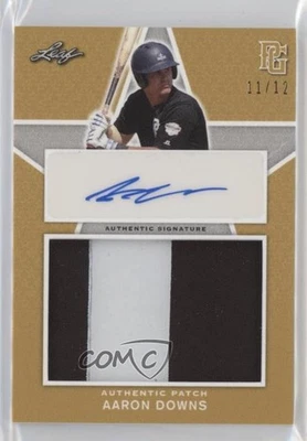 2020 Leaf Perfect Game National Showcase Gold /12 Aaron Downs #PA-AD1 Patch Auto - Image 1 of 2