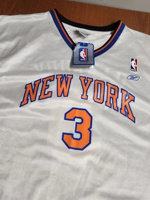 New York Knicks Jersey Mens 3XL White #3 NBA Basketball Stephon Marbury Reebok - Image 1 of 4