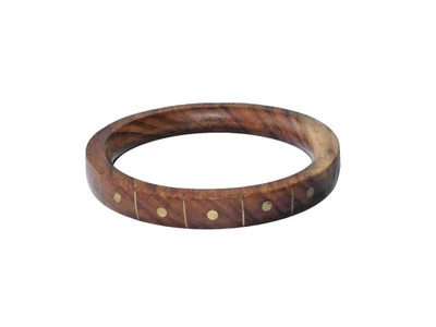 Alter Armreif - Holz mit Messing Intarsien - Vintage - Bild 1 von 3