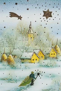 Weihnachtskarten Set 5 Stück Nostalgie Retro Grußkarten besinnlich - Bild 1 von 5