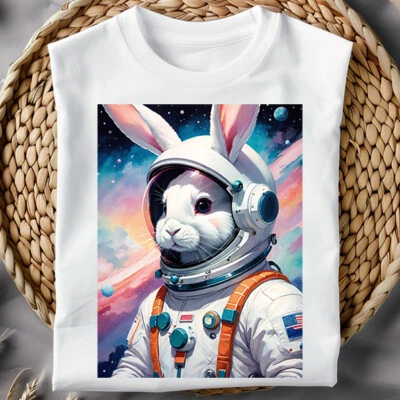 Divertidas Camisetas Blanco CONEJO ASTRONAUTA Espacio Galaxia Genial Camiseta Idea de Regalo Regalo Regalo Foto 1 de 4