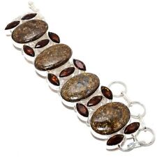 Bronzite Jasper, Smokey Gemstone Handmade 925 Sterling Silver Bracelet 7-8"