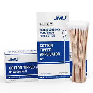 JMU Dental 6" Cotton Swabs Q-tips Wooden Handle Medical Makeup Tipped Applicator - Picture 1 of 10
