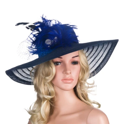 Sombreros formales para mujer Kentucky Derby ala ancha boda iglesia sol floppy gorra A265 Foto 1 de 4