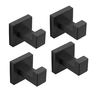 4 Pack Matte Black Robe Hook Wall-Mounted Towel Hook Coat Hanger for Bathroom... - Picture 1 of 5