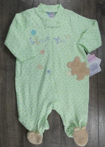 Baby Boy Girl Clothes New Just Born 3-6 Month I Love You Bear Footed Outfit - Picture 1 of 3