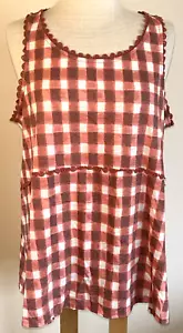 NEW Lauren Conrad Burnt Orange Checkered Sleeveless High Low Hem Tunic Size XL - Picture 1 of 9