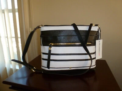 LIZ CLAIBORNE BLACK/ WHITE CROSSBODY BAG,   NEW - Image 1 of 4