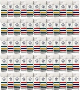 120 Pairs School Retro Striped Cotton Tube Socks Wholesale Sport Socks(Kids 4-6) - Picture 1 of 7