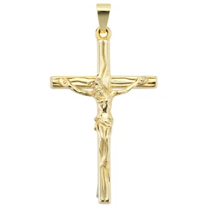 JOBO Anhänger Kreuz 585 Gold Gelbgold Kreuzanhänger Goldkreuz mit Jesus - Picture 1 of 2