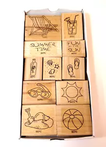 Estampillas de goma montadas en madera expresiones de verano nuevas - Imagen 1 de 7