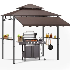 8'X8' Grill Gazebo Canopy - Heavy Duty Steel Frame, Double Tiered Grill Canopy - Picture 1 of 10
