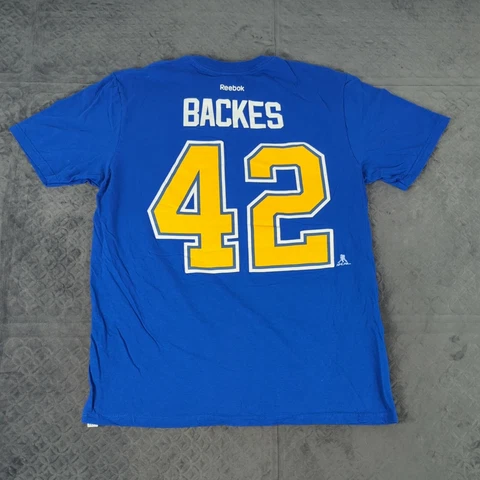 David Backes Shirt St Louis Blues Reebok Men Large Blue Short Sleeve Cover