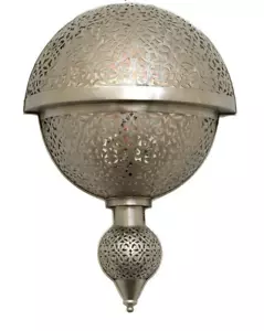 New Moroccan Handmade Nickel Plated Brass Wall Light H40 x W30cm Free Fast PP - Picture 1 of 6