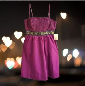 Vestido corto para mujer love21 fiesta cóctel tirantes espagueti cuentas púrpura talla L - Imagen 1 de 13