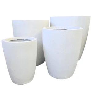 Tall U Pot Planter Pots Lightweight White Modern Outdoor Garden Large Fibreglass - Picture 1 of 3