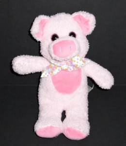 Walmart MTY International Pink Pig Soft Fuzzy Plush Stuffed Animal Bunny Bow - Picture 1 of 1