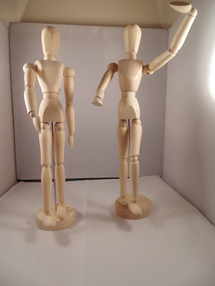 12"(300mm) ARTISTS MALE + FEMALE MANIKIN WOOD LAY FIGURES  - Image 1 of 1
