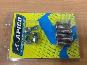 APICO SPROCKET BOLTS + NUTS SET OF 6 M8 X 30 MM ALL MX BIKES SILVER  - Picture 1 of 2