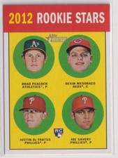 2012 Topps Heritage #29A Brad Peacock RC/Devin Mesoraco RC/De Fratus RC