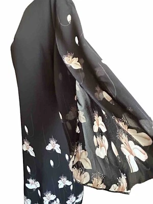 Grace Karin Women L/XL Dress Black Chiffon Floral Flutter Sleeve NWT Retail $69 - Image 1 of 4