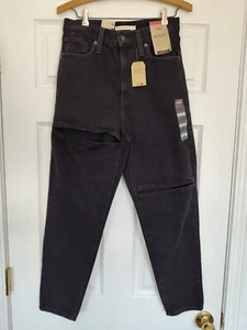 Levi's High Waisted Mom Jeans Women's Size 27x27 Black Ripped Pants NWT - Picture 1 of 10