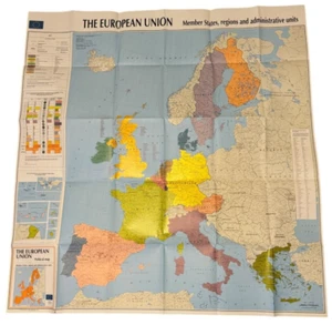 Mapa político de la Unión Europea Estados miembros regiones mapa de pared vintage años 1996 90 - Imagen 1 de 18