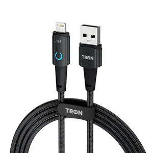 USB A auf L geflochtenes Ladekabel - Schwarz & Weiß, 6 Fuß, mit LED-Licht - Bild 1 von 14