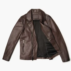 Men's Old English Motorcycle Leather Jacket genuine leather - Picture 1 of 6