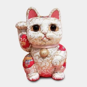 Maneki Neko Edo Kimekomi KINRAN Big KIMONO winkende Katze KAKINUMA H 18cm / 7in - Bild 1 von 21