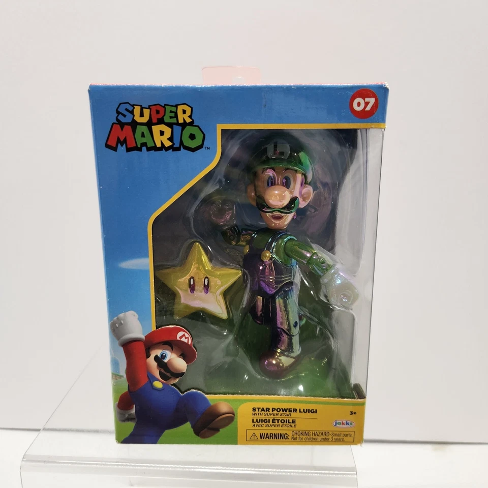 Star Power Luigi 4,5 w Super Star Mario Bros. Jakks Pacific raro aposentado lacrado - Imagem 1 de 4