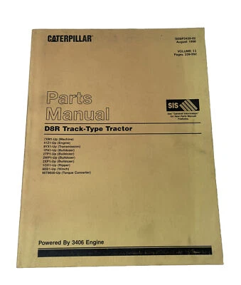 CAT Caterpillar D8R Track Type Tractor Vol 1 Parts Catalog Manual 7XM1- - Image 1 of 4
