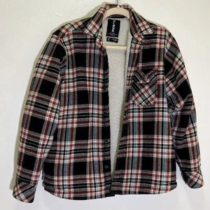 Billabong - Vintage Boys Plaid Sherpa Lined Flannel Jacket Shacket - Boys size L - Picture 1 of 8