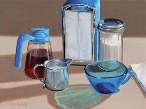 DANFORTH Diner Kaffee, 12x16 original realistisch Stillleben Leinwand Ölgemälde - Bild 1 von 4