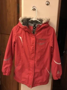 Girls ZEROXPOSUR 3 in 1  SNOW SKI JACKET W/HOOD CORAL Pink Grey juniors 10/12 - Picture 1 of 9