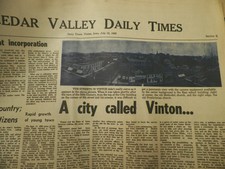 5 old Vinton Iowa Cedar Valley Times newspapers & Des Moines Register 1969,70,73