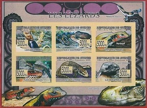 FRENCH GUINEA - ERROR, 2009 IMPERF SHEET: LIZARDS, Reptiles, Animals - Picture 1 of 1