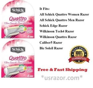 8 Schick Quattro Women Razor Blades Cartridges Quatro Shaver Refill USA Sealed 4 - Picture 1 of 1