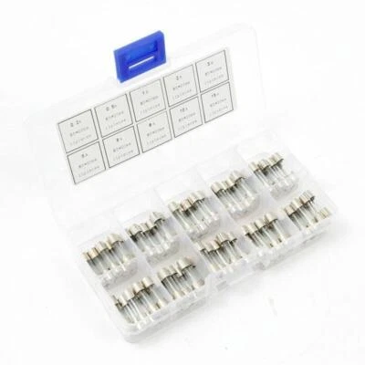100 Pcs 5*20mm AMP 0.2/0.5/1/2/3/5/6/8/10/15A Car Glass Tube Fuse Assorted Kit - Image 1 of 4